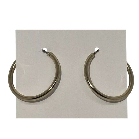 Gold Tone Polished Hoop Earrings Fashion Stylish Elegant Trendy Everyday Wear - Picture 2 of 7